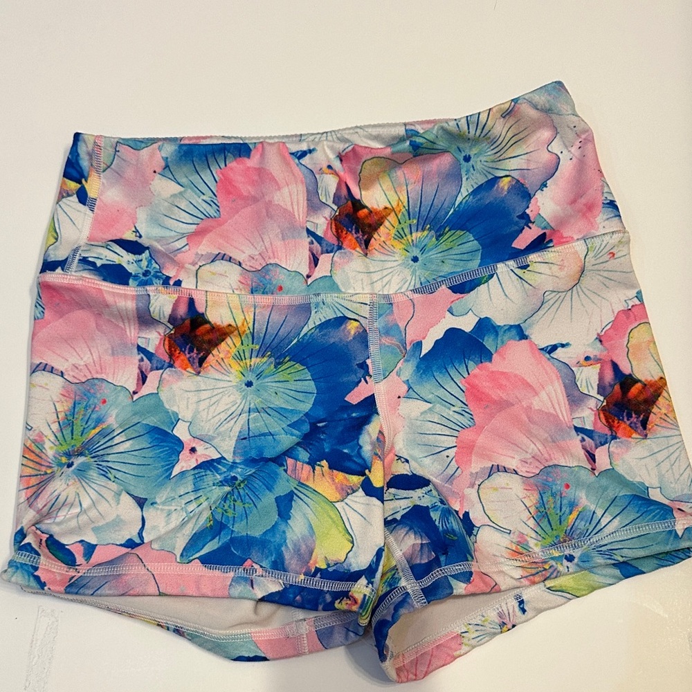 Fleo Floral Athletic Shorts - Blue and Pink